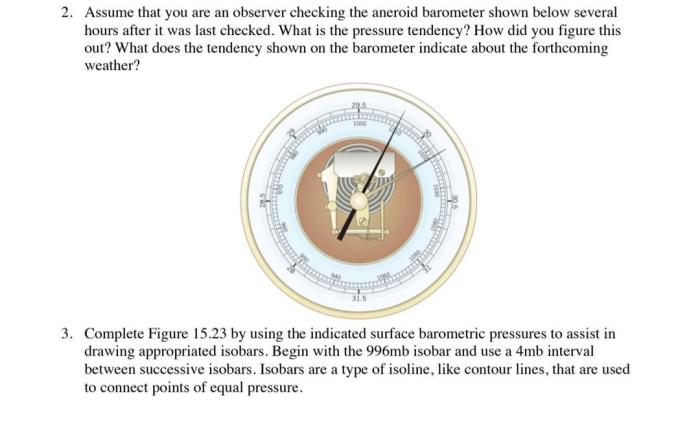 Assume that you are an observer checking the aneroid barometer