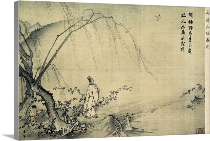 Ma yuan walking on a mountain path in spring